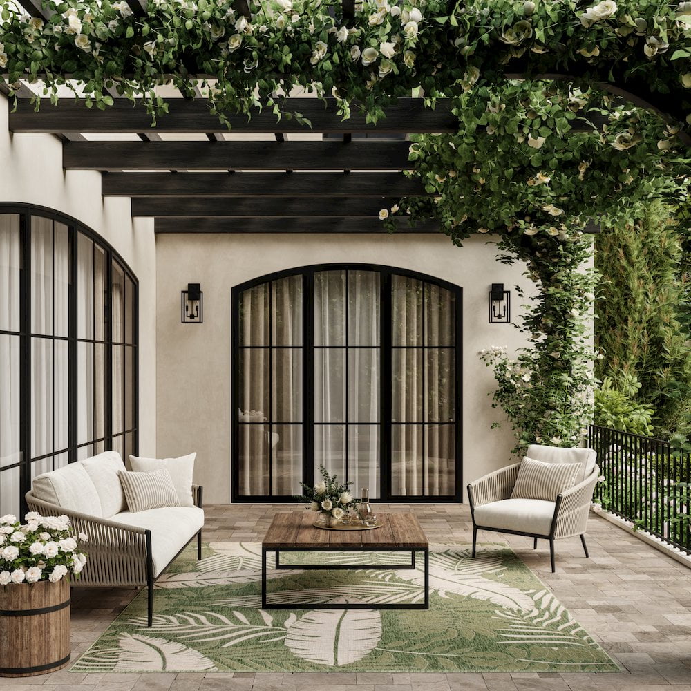Nourison Home Garden Oasis 10' x 14' Green Ivory Outdoor Rug