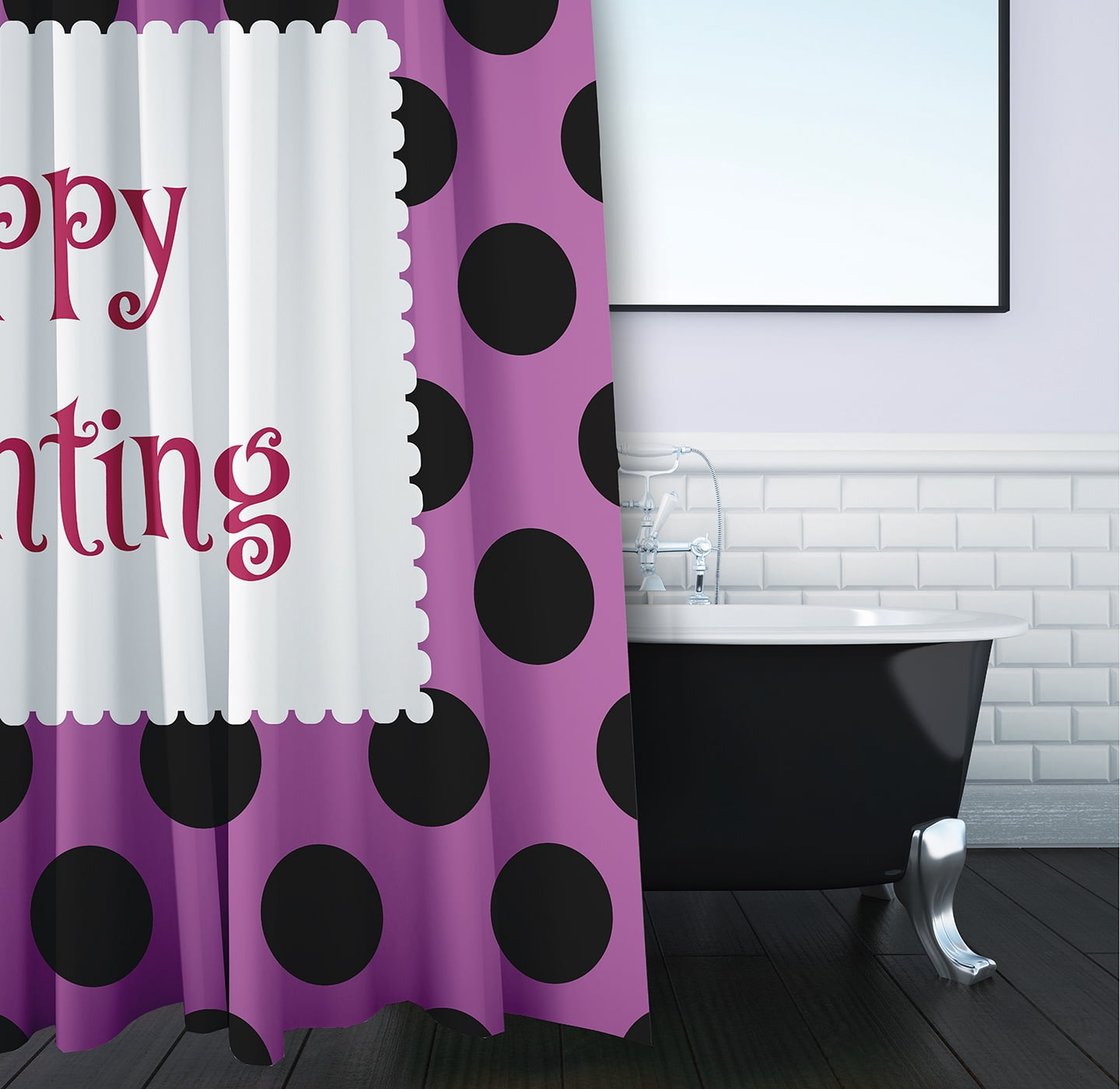 Simply Daisy 70" W x 73" L Halloween Happy Haunting Dots Polyester Shower Curtain, Orchid [1 Ct]