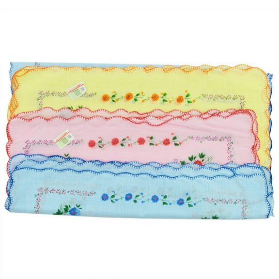 12PC Women Flower Print Vintage Handkerchiefs Square Handkerchiefs