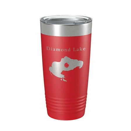 

Diamond Lake Map Tumbler Travel Mug Insulated Laser Engraved Coffee Cup Michigan 20 oz Red