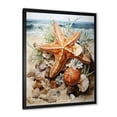thumbnail image 2 of Designart "Starfish Sands in Orange and Blue II" Coastal Framed Wall Art - Coastal Orange Coastal Tropical Entryway Framed Wall Art Print, 2 of 6