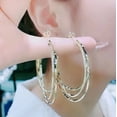 thumbnail image 2 of Aretes Arracadas De Aro Para Mujer Pendientes Chapados En Oro De 18k, 2 of 4