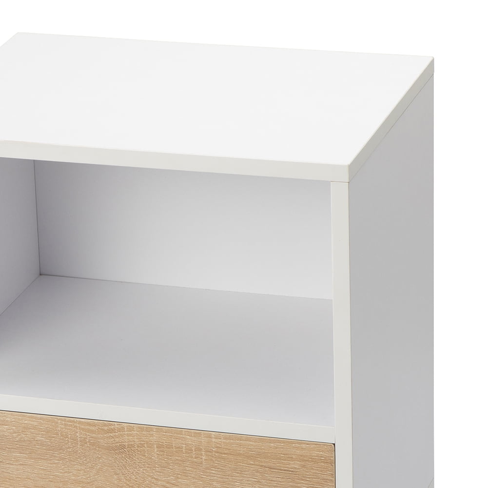 Kepooman 1 Drawer Bedside Cabinets for Small Spaces, 2 Pack Bedside Table for Bedroom, White Nightstands for Living Room