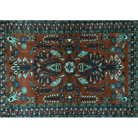Ahgly Company Indoor Rectangle Persian Light Blue Traditional Area Rugs, 3' x 5'