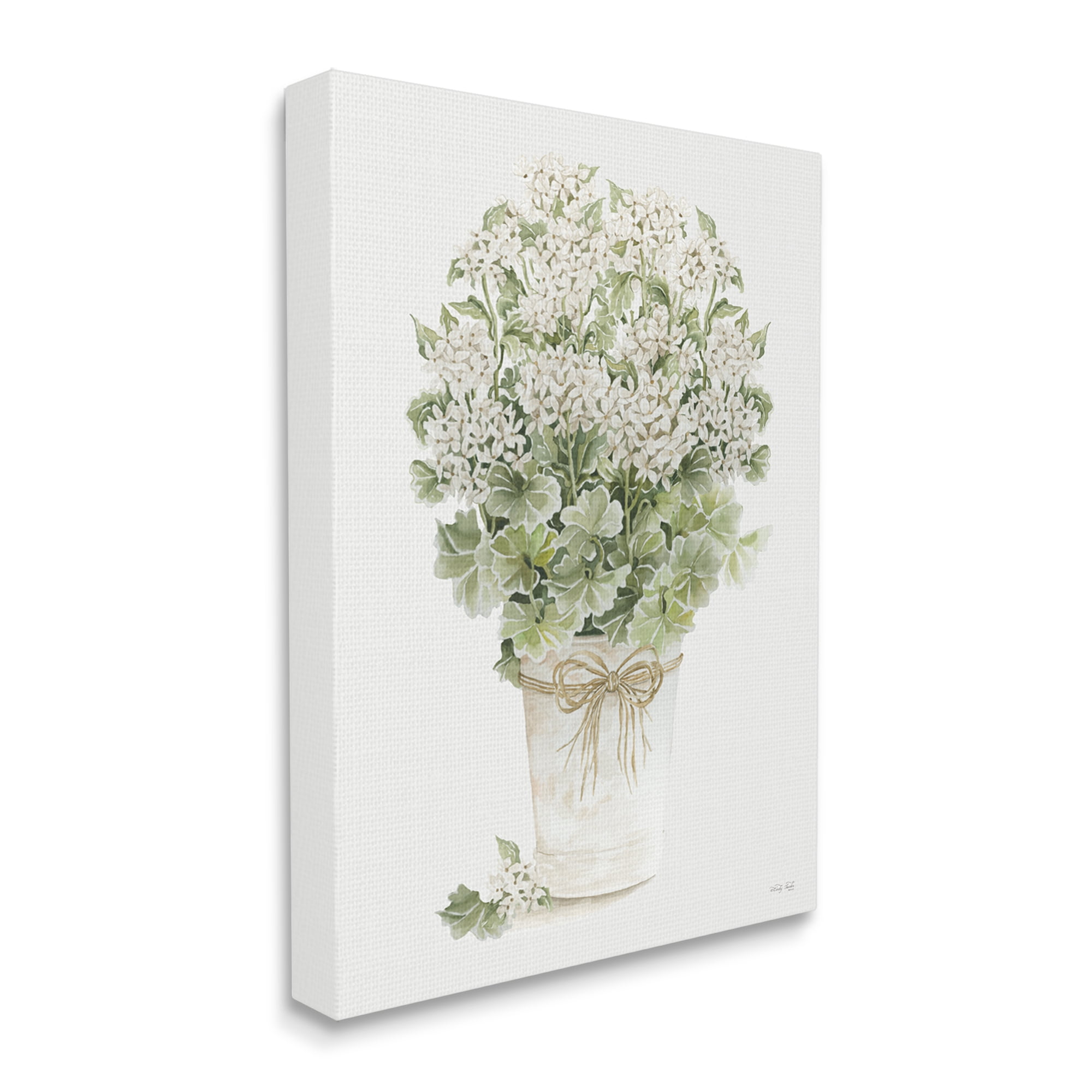 Stupell Industries Round Flower Bouquet Small White Dainty Petals Painting Gallery Wrapped Canvas Print Wall Art, Design by Cindy Jacobs