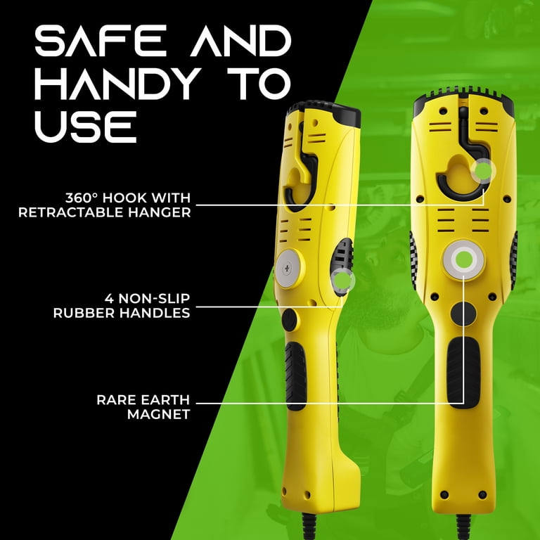 GearIT LED COB Work Light – 1200 Lumens, 15ft SJTW Cord, 16 Gauge, With 360° Hook, Magnet & NEMA Outlet For Indoor/Outdoor Use