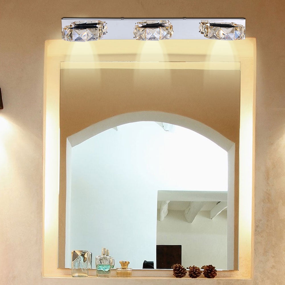 Walfront Modern White Warm Led Crystal Mirror Front Wall Light Toilet Bathroom Decor Lamp Bedroom