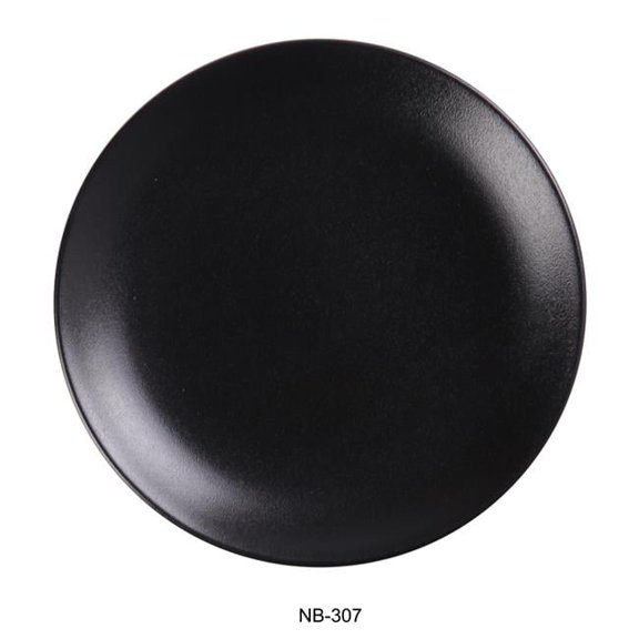 Yanco NB-307 7 x 0.75 in. Noble Black Coupe Shape Round Plate, Black - Pack of 36