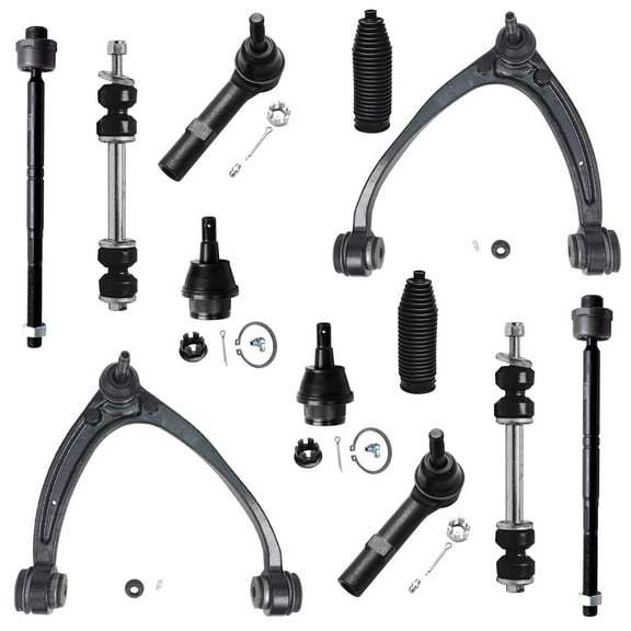 Detroit Axle - Front 12pc Suspension Kit for 2007-2013 GMC Chevy Silverado Sierra Suburban Yukon XL 1500 Escalade 2 Upper Control Arms 2 Sway Bars 4 Inner Outer Tie Rods 2 Lower Ball Joints 2 Boots