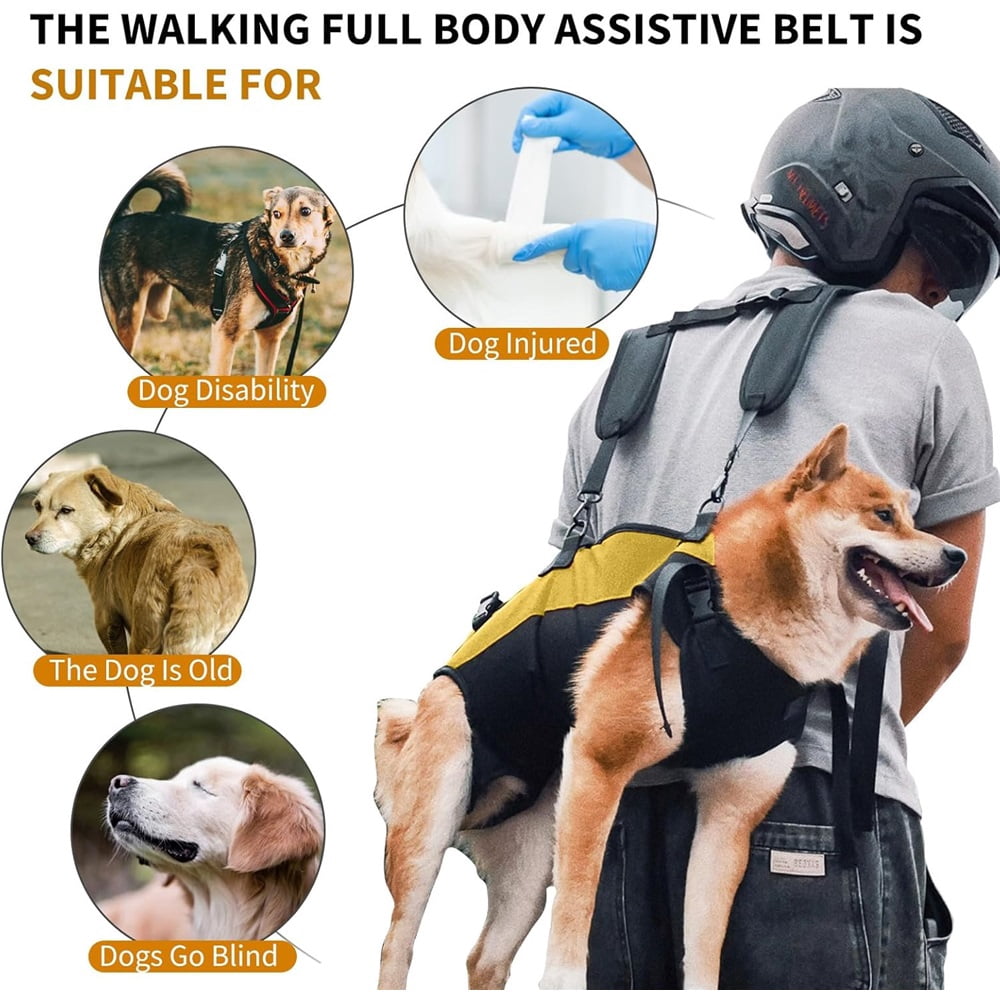 Dog Lift Harness,Adjustable Dog Backpack Carrier for Medium Large Dogs,Full Body Pet Lift Harness,Emergency Pet Backpack for Disabled, Old, Joint Injuries, Loss of Stability Dogs,S (yellow)