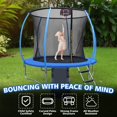 thumbnail image 5 of SHINPT Trampoline with Enclosure Net, Recreational Trampolines with Ladder and Anti Rust Coating, Kid's Rebounder Outdoor Trampoline, Pumpkin-shaped Trampoline with Slide and Basket Board for Garden, 5 of 7