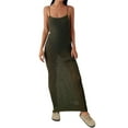 thumbnail image 1 of Liacowi Women Knit Bodycon Long Dress Sleeveless Cami Dress Streetwear Slim Fit, 1 of 7