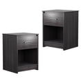thumbnail image 1 of Gymax Table de Chevet 2 Pcs avec Tiroir Étagère de Rangement Table d'Appoint en Bois Chambre Noir, 1 of 10