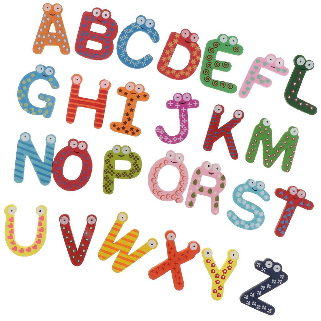 52 pcs Wooden Magnetic Capital Letters ABC Fridge Toy for Kids Learning 