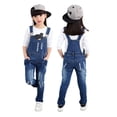 thumbnail image 2 of KIDSCOOL SPACE Girls Washed Distressed Denim Ripped Cotton Jean Overalls,12-13 Years, 2 of 7