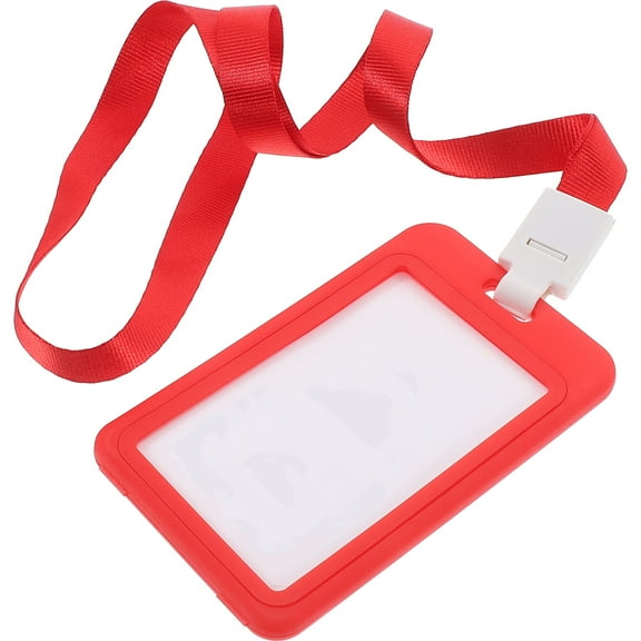 unbranded Clear Name Badge Holder Simple Card Sleeve ID with Lanyard Staff Campus