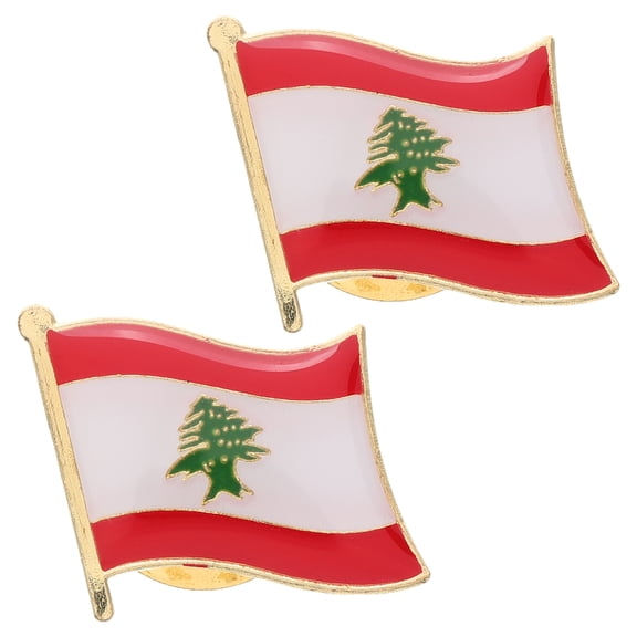 Masteelf 2-Pack Lebanese Lapel Pins Metal Enamel Badges for National , Perfect for Hats, Bags, Clothes, Travel Souvenirs
