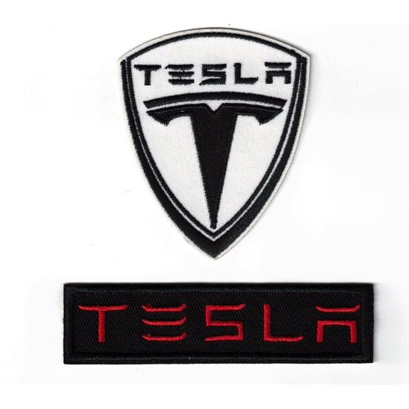 (2)  Tesla EV Embroidered Sew / Iron On Patches