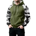 thumbnail image 4 of Men’s Pullover Hoodie Long Sleeve Camouflage Print Raglan Sleeve Drawstring Hooded Sweatshirt Kangaroo Pocket Casual Top Green 2XL, 4 of 5