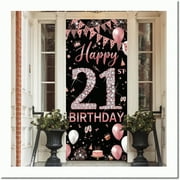 Rose Gold 21st Birthday Door Banner - Glamorous Decorations for Her! Sparkling Door Cover Sign Poster - Perfect 21st Birthday Party Backdrop for Women - 6.1ft of Celebration!