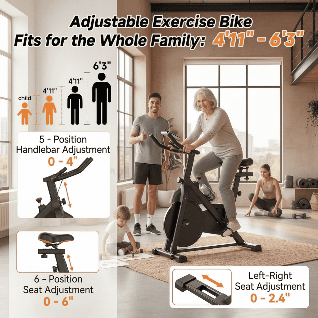 USLIM Indoor Cycling Bike, Silent Belt Drive Exercise Bike with 30 lb Flywheel, 100-Level Resistance,330 lbs Weight Capacity, Black