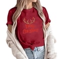 thumbnail image 4 of jsaierl Christmas Shirts for Women Short Sleeve Merry Christmas Print Tops Fashion V Neck Shirt Bleached Tunic Tees Blouse Top for Women Fashion 2025, 4 of 6