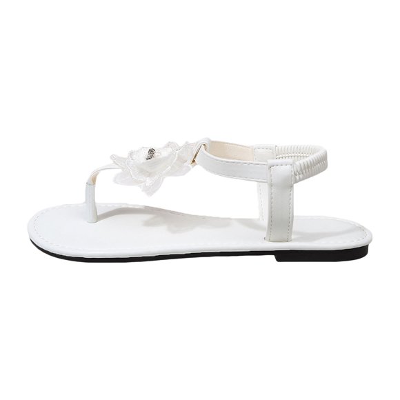 FYEGRE Boho Women’s Summer Flat Sandals For Beach Walks – Casual Comfortable Slide Design With Relaxed Heel Everyday Warm Weather White 36