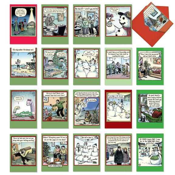 NobleWorks 20 Assorted set Funny Christmas Greeting Cards w/5 x 7 Inch Envelopes (20 Designs, 1 Each) A Very Bizarro Holiday AC7138XSG-B1x20