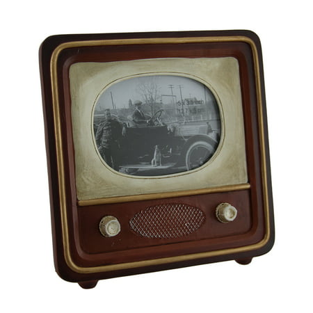 Brown Vintage Finish Retro Television Tabletop Picture Frame