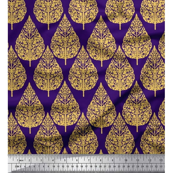 Soimoi Moss Georgette Fabric Floral & Flying Swan Block Decor Fabric Printed Yard 42 Inch Wide