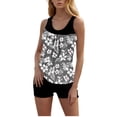 thumbnail image 6 of FAHXNVB Women's Tankini Set Floral Print Pleated Tank Tops and Matching Boyshorts Two Piece Swimsuit Fashion Casual Sleeveless Modest Bathing Suit, 6 of 7