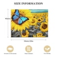 thumbnail image 2 of JRXY Bathroom Decor Sunflower Canvas Wall Art Blue Butterfly Picture Flowers Florals Painting Yellow Gray Artwork Framed for Bedroom Kitchen Dinning Room Living Room Office Home Decor  20x16in, 2 of 5