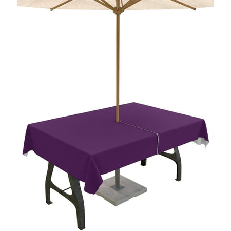 

Dark Purple Outdoor Tablecloth with Umbrella Hole and Zipper Solid Color Table Cover for Rectangle Tables Waterproof Tabletop Collection for Patio Garden Picnic Camping 60 x 120 inch