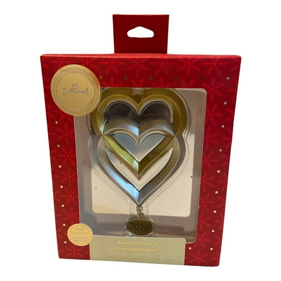 Hallmark 2020 Premium Metal Anniversary Hearts Christmas Ornament