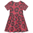 thumbnail image 2 of Red Black Leopard Girls Short Sleeve Dress A Line Sun Protection Breathable Comfort Sundress 4T, 2 of 8