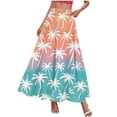 thumbnail image 4 of Jsaierl Women's Ombre Palm Tree Print Maxi Skirt, Elastic Waist Flowy Skirt, Sunset Tropical Style Skirt for Vacation, 4 of 5
