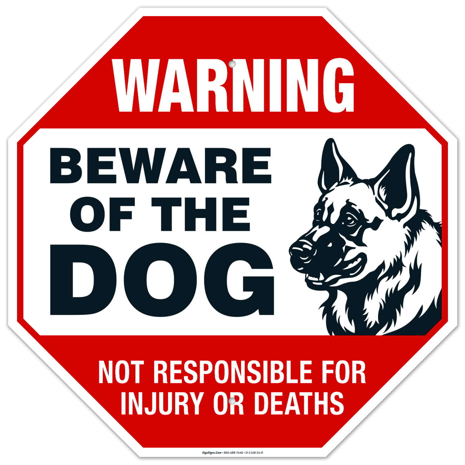 German Shepherd Beware of the Dog  Design Metal Door Sign