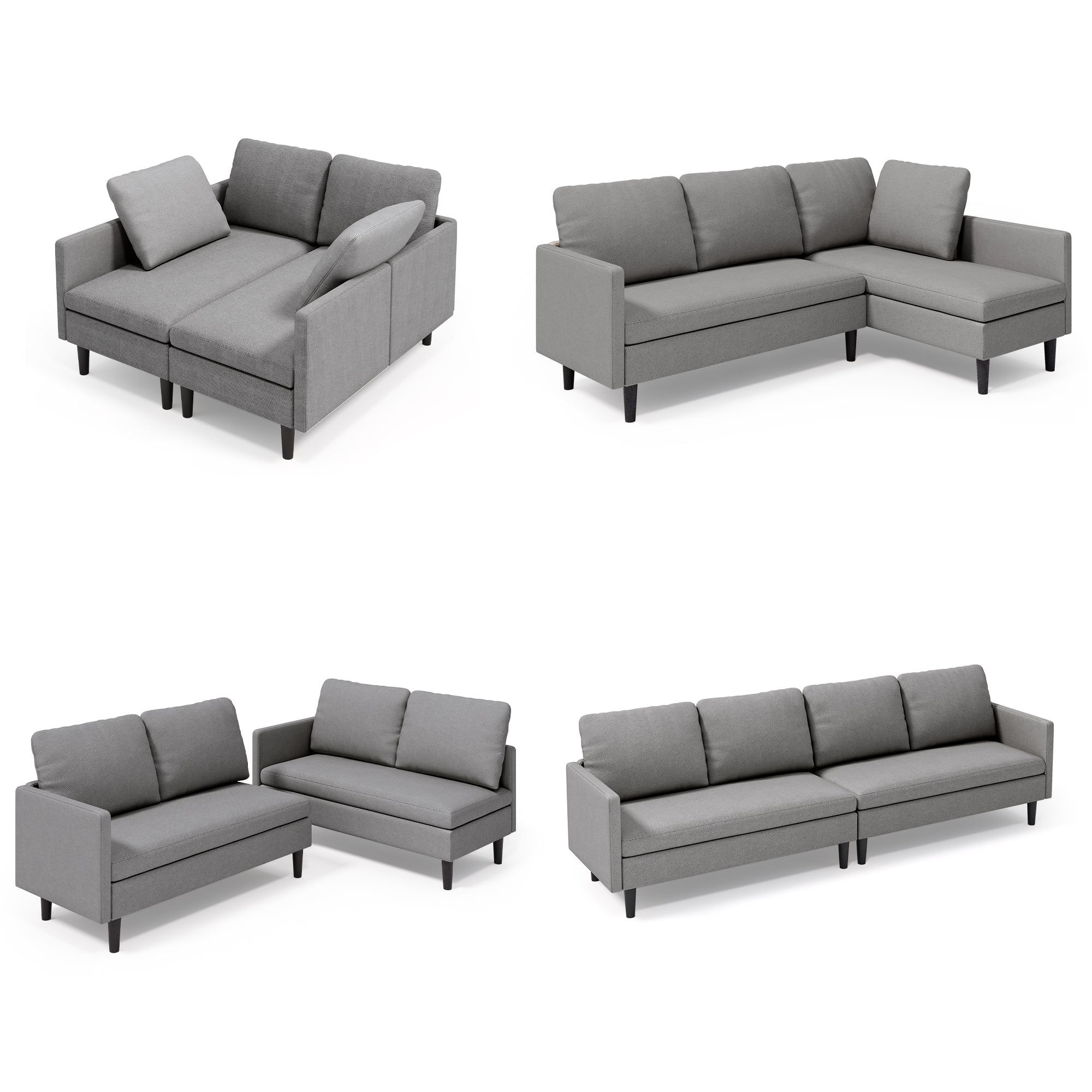 Aiho 79.1" Sectional Couch, L-Shaped Modular Sofa Bed with Deep Seat & Soft Seat Cushions, Convertible Sofa Bed for Living Room, Apartment, Light Gray