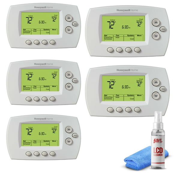 5-Pack Honeywell Wireless FocusPRO Programmable Thermostat (YTH6320R1001) + LCD Cleaner