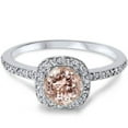 thumbnail image 4 of Pompeii 7/8ct Round Morganite & Diamond Cushion Halo Engagement Ring 14K White Gold, 4 of 4