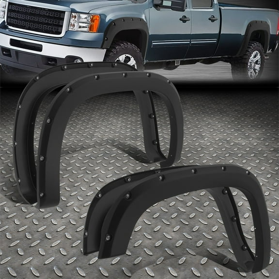 [4PCS] FOR 07-14 GMC SIERRA FLEETSIDE BED POCKET RIVETED WHEEL FENDER FLARES