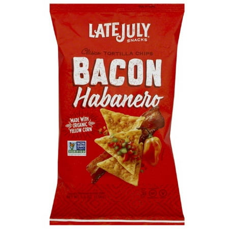 Late July Snacks Bacon Habanero Clasico Tortilla Chips, 5.5 oz, (Pack of
