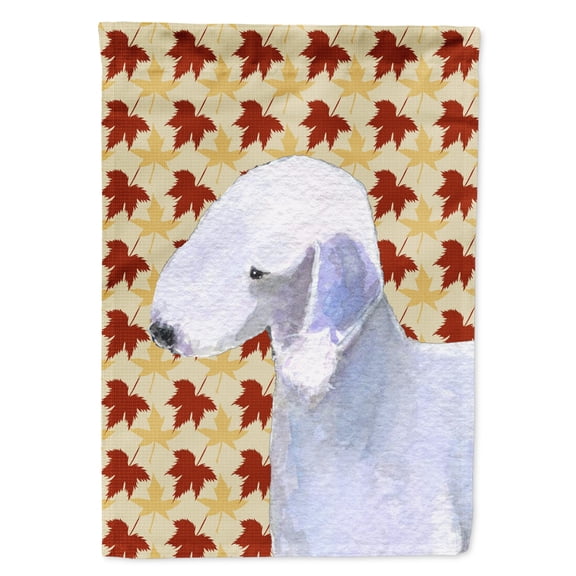 Carolines Treasures SS4373-FLAG-PARENT Bedlington Terrier Fall Leaves Portrait Flag  multicolor