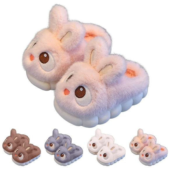 Dakaela Kids Slippers Cute Animal Winter Warm House Shoes Toddler Boys Girls Bunny Fuzzy Plush Bedroom Slides Coffee Size 11