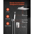 thumbnail image 6 of Wall Mounted Rainfall Shower System,12" Square Shower Head with Handheld Sprayer and Brass Valve Trim Kit in Brushed Nickel Finish, 6 of 12