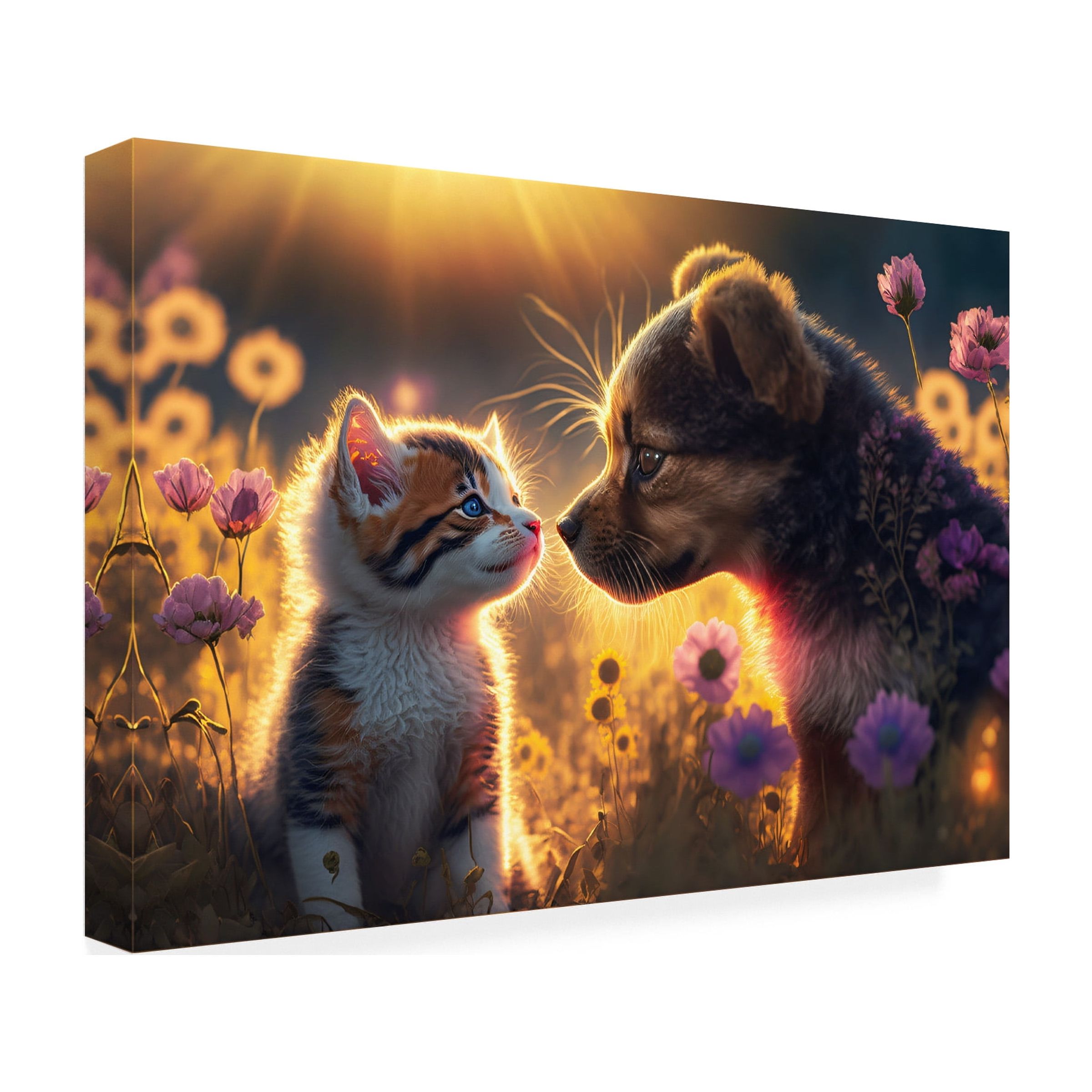 Canvas Wall Art - Ray Heere 'Cats And Dogs 6' Wall Art for Living Room, Bedroom, or Office DÃ©cor by Trademark Fine Art - 32 x 22 Inches