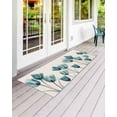 thumbnail image 2 of Teal Tulip Front Door Mat Minimalist Modern Flower Art Linen Background Welcome Doormat Indoor Outdoor Entrance Floor Mat Non-Slip Washable Runner Rug for Front Porch Decor 18x47 Inch, 2 of 6