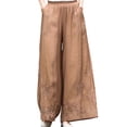 thumbnail image 4 of Delayuji Women's Linen Pant Embroidered Summer Loose Elastic Waist Casual Baggy Pants Wide Leg Pants Plus Size M-4XL, 4 of 6