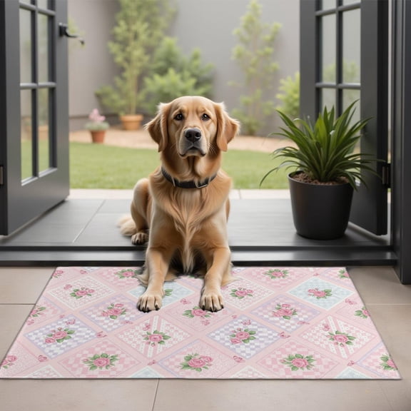 Pioneer Flower Floral Print Pattern Door Rugs,Washable Non Slip Door Mats Indoor,Decorative Door Mats,Entry Mat Indoor for Entrance,Bedroom,Kitchen,Bathroom,20"x32"