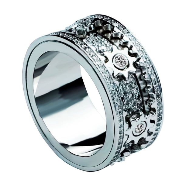 Anillo giratorio para hombre con forma de estrella y diamantes, con forma de estrella y forma de diamante, para parejas